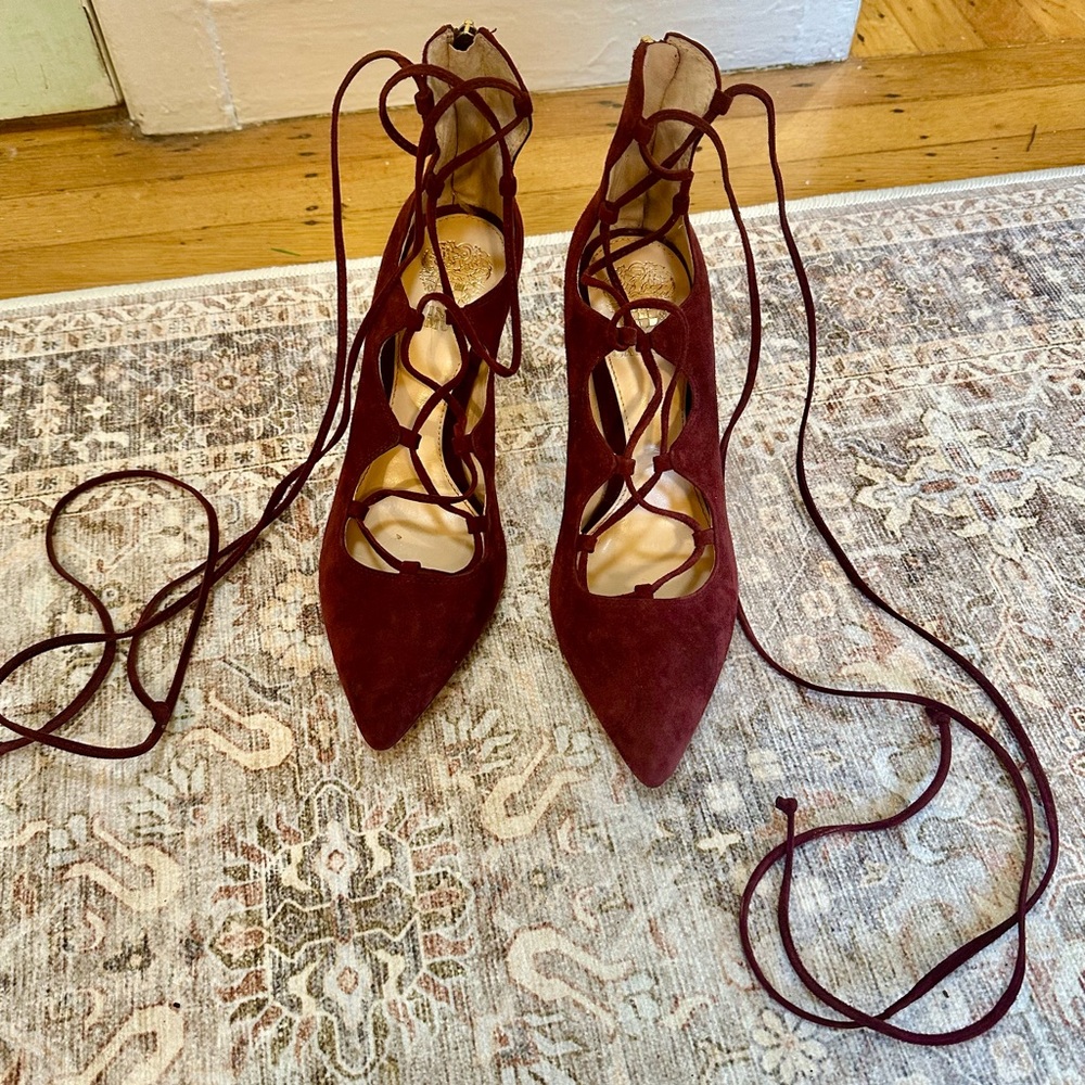 Elegant Burgundy Lace-Up Women's Shoes